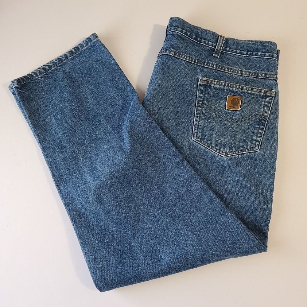 Carhartt Relaxed Fit Jeans Men's Size 46x32 Blue Denim Work